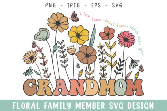 Floral Grandmom Vintage Flower Design