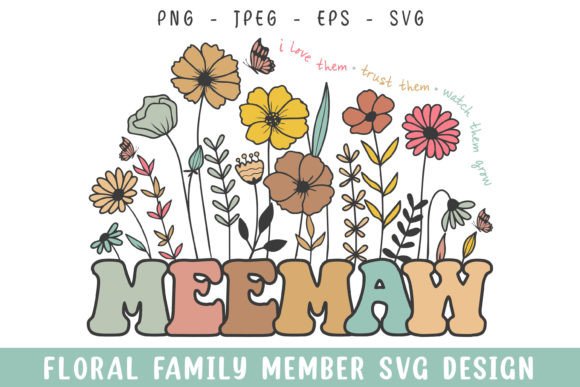 Floral Memaw Vintage Flower Design: Graphics for Crafts