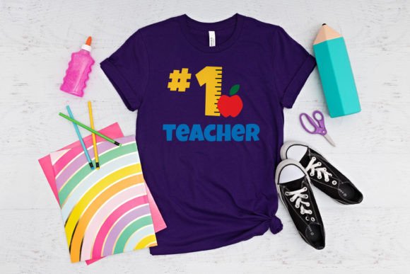 Number 1 Teacher with Ruler SVG: Graphics and Crafts